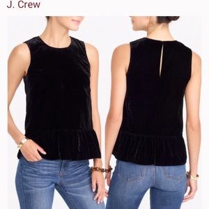 J crew Black velvet peplum top